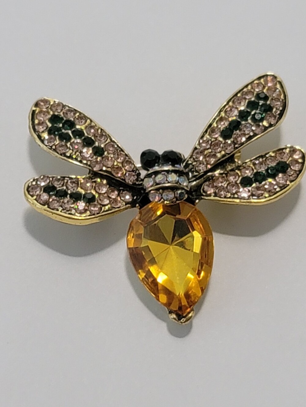 Crystal Brooch With Amber, Green, Pink, & AB Colored Crystal